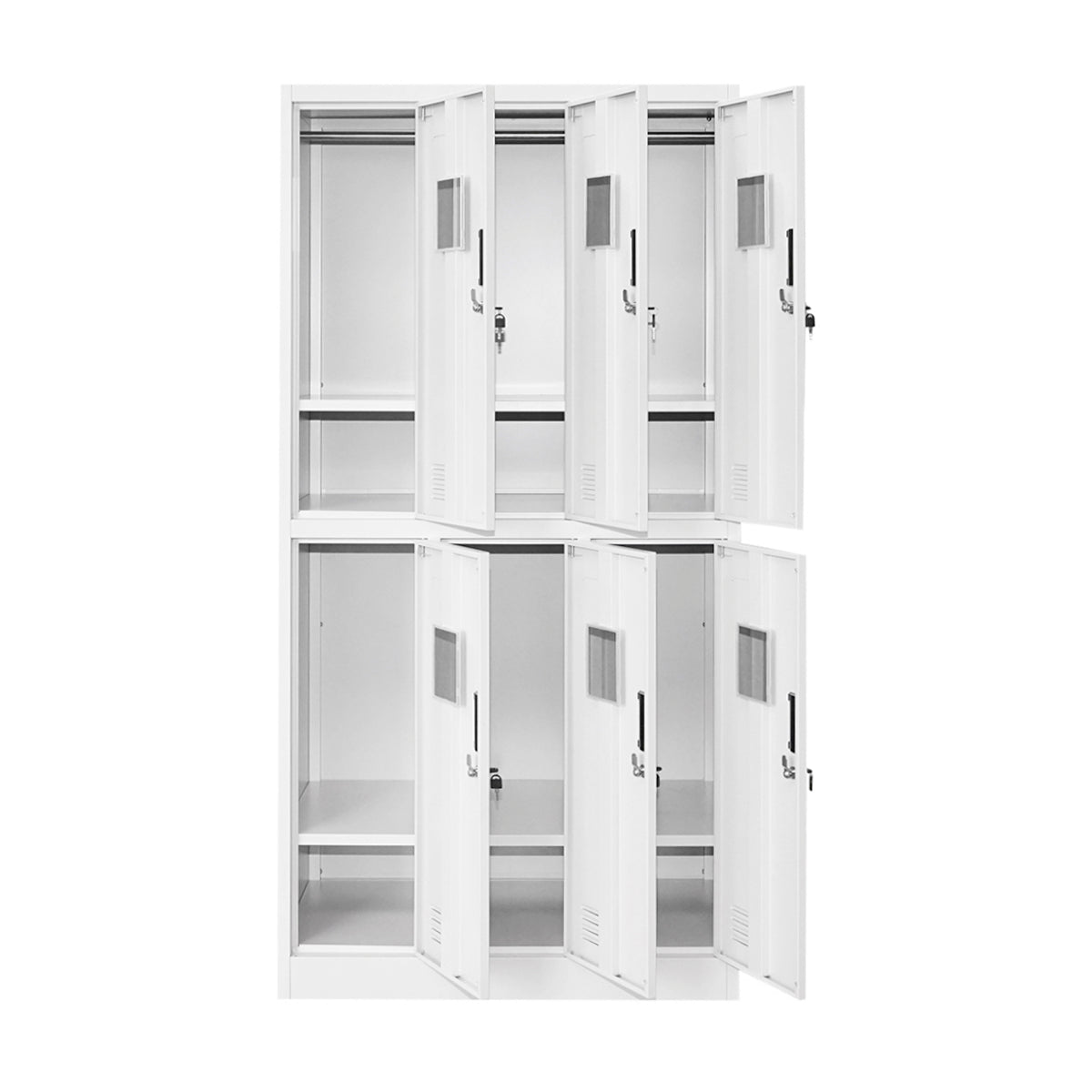 Metal cabinet type locker cushioned 1800x900x450mm 3x2 with 6 secured doors, gray Breckner Germany