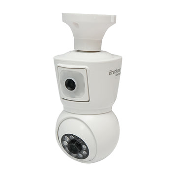 Smart bulb surveillance camera with dual lens 4 MP, 360-degree rotating PTZ, 2.4GHz WIFI, E27 bulb type with motion sensor and iCSee application