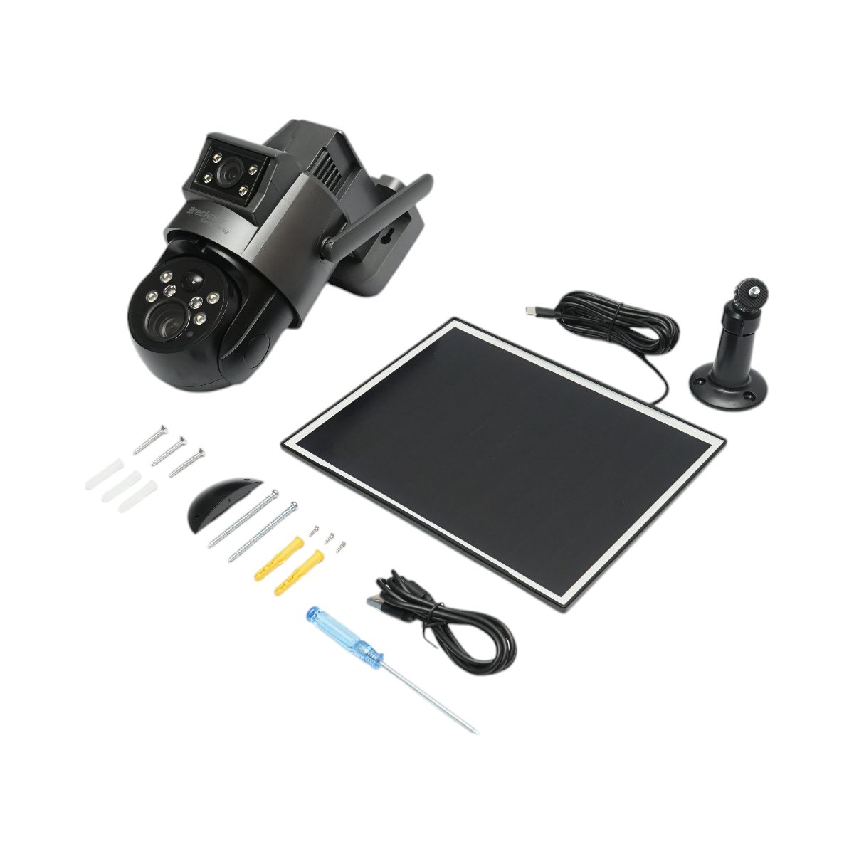 Dual-lens surveillance camera 6 MP, 4G, WIFI 2.4 GHz with solar panel, 10000 mAh battery, 360 degrees PTZ, human PIR detection, night vision and Ubox application.