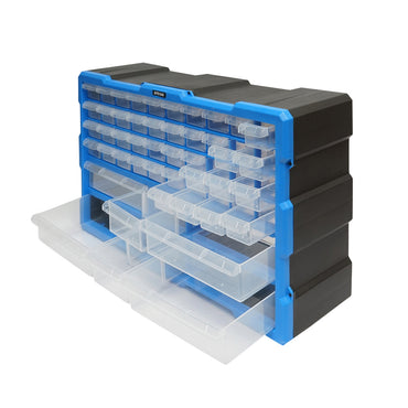 Modular blue plastic storage box, 46 drawers 620x157x360mm Breckner Germany