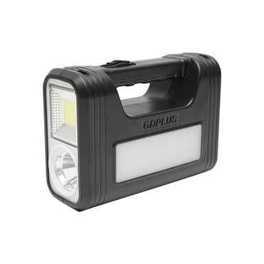 Portable LED lighting kit with 3 bulbs/projector, solar panel, and 6V, 3Ah battery for fishing camping GD-8017COB