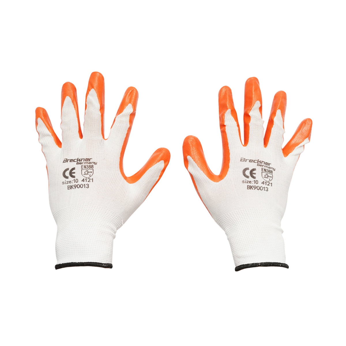 Synthetic rubber work gloves white-orange size 10 Breckner Germany