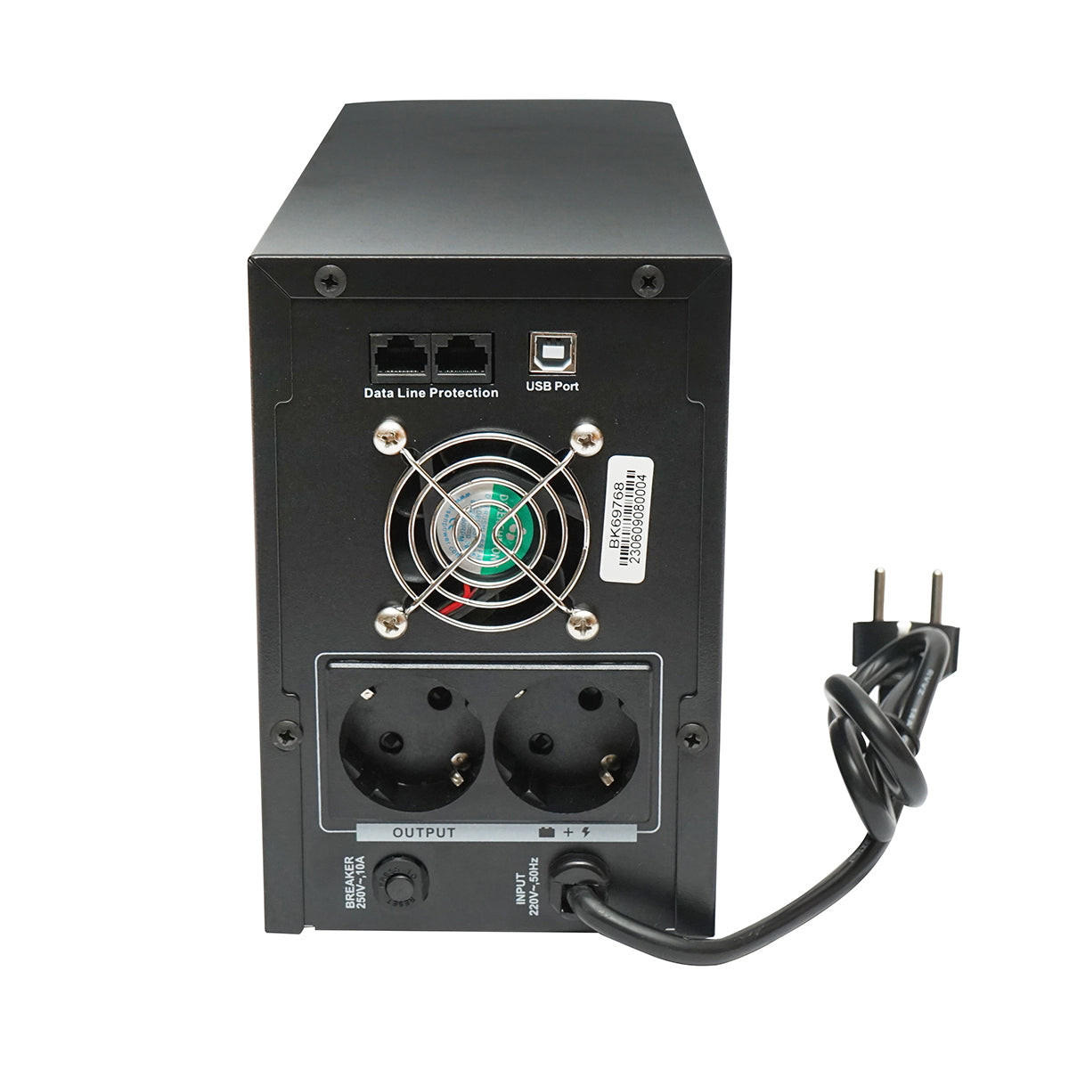UPS 2000VA/1200W with 2x9Ah batteries and 2 shuko sockets, LCD, USB, AVR Breckner Germany