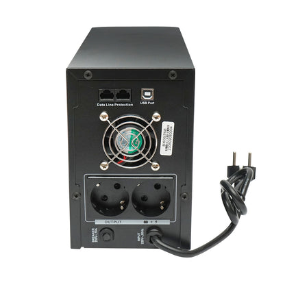 UPS 2000VA/1200W with 2x9Ah batteries and 2 shuko sockets, LCD, USB, AVR Breckner Germany