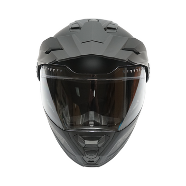 Matte black full-face motocross helmet with a clear visor and sunglasses, size L Lion
