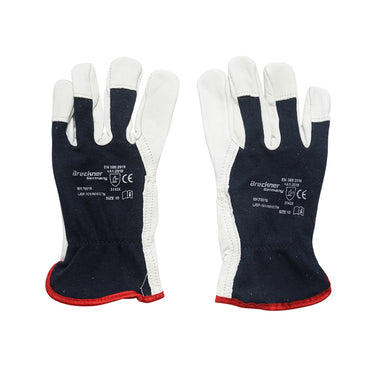 Black and white goat leather work gloves size 10