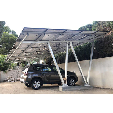 Carport for 4 cars made of aluminum with a printer system and solar photovoltaic panels 13.75KW