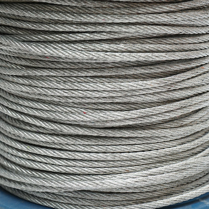 Galvanized steel cable with a diameter of 4mm, 6x7 strands, maximum load 940Kg, weight 8.4Kg, 150m/roll