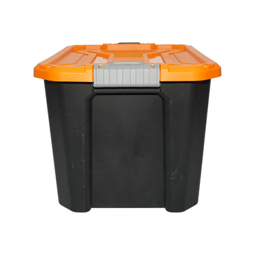 Box, heavy duty storage box 40L with lid, orange 490x380x200mm Breckner Germany
