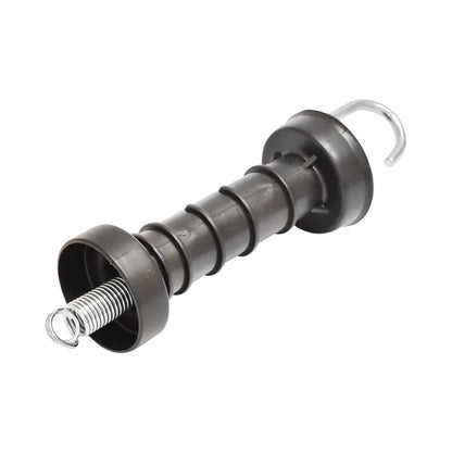 Black gate handle with hook and electric fence arc Mezofarm