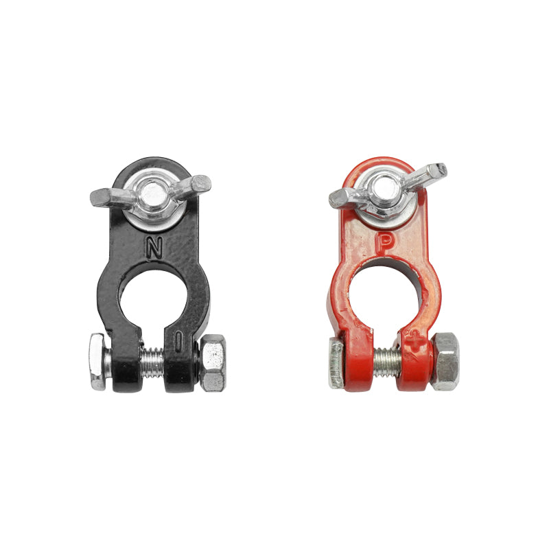 Set of Zn battery terminals with HD red and black screws Heavy Duty Breckner Germany