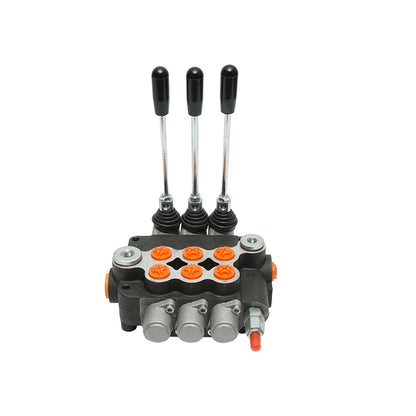 Hydraulic distributor with 3 levers, flow rate 80L/min with included lever and reduction -15 /+80 Breckner Germany