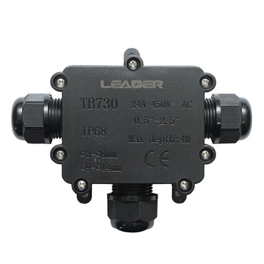 Sealed junction box with presets 24A 450V AC, 3 ways 3-14mm IP68 Leader