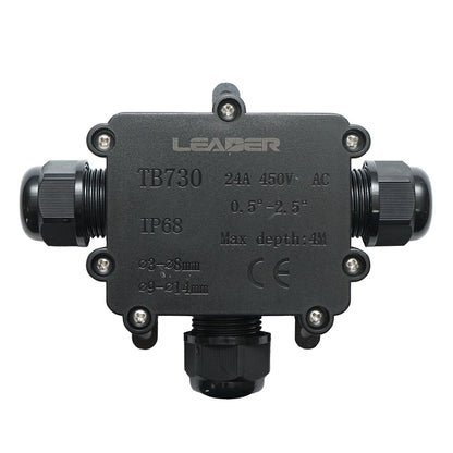 Sealed junction box with presets 24A 450V AC, 3 ways 3-14mm IP68 Leader