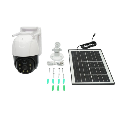 3MP surveillance camera, 4G WIFI rotating with 7.5W solar panel, PTZ, 1080P, motion sensor, night vision, V380 Pro app
