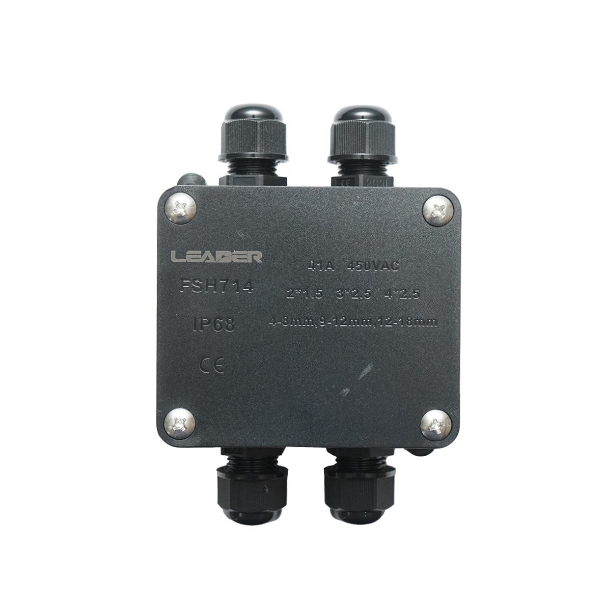 Sealed junction box with presets 41A 450V AC, 4 ways 4-18mm IP68 Leader