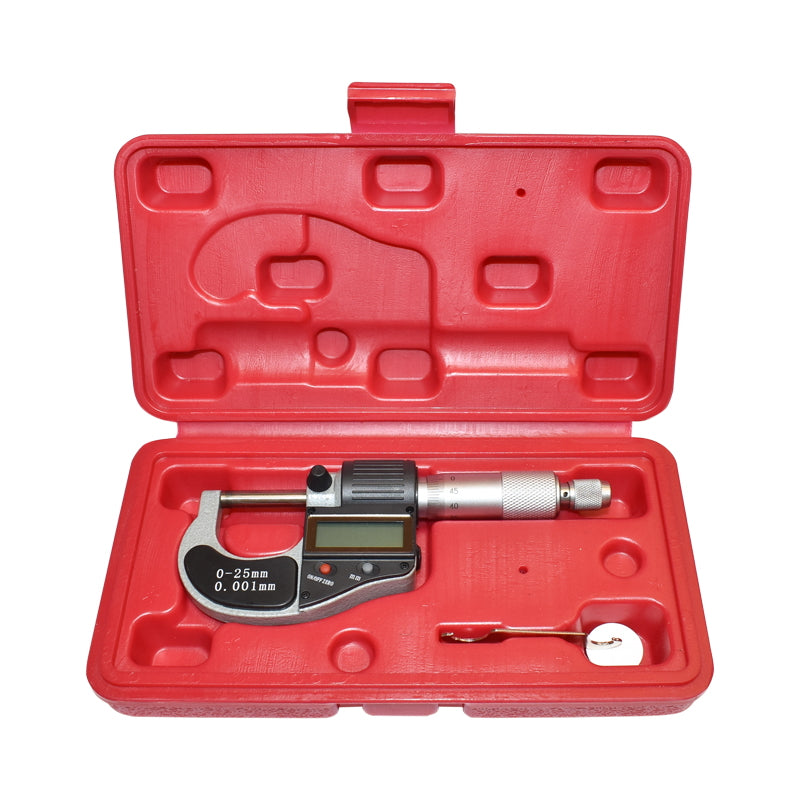 External micrometer with digital display and enamel frame, metric 0-25mm