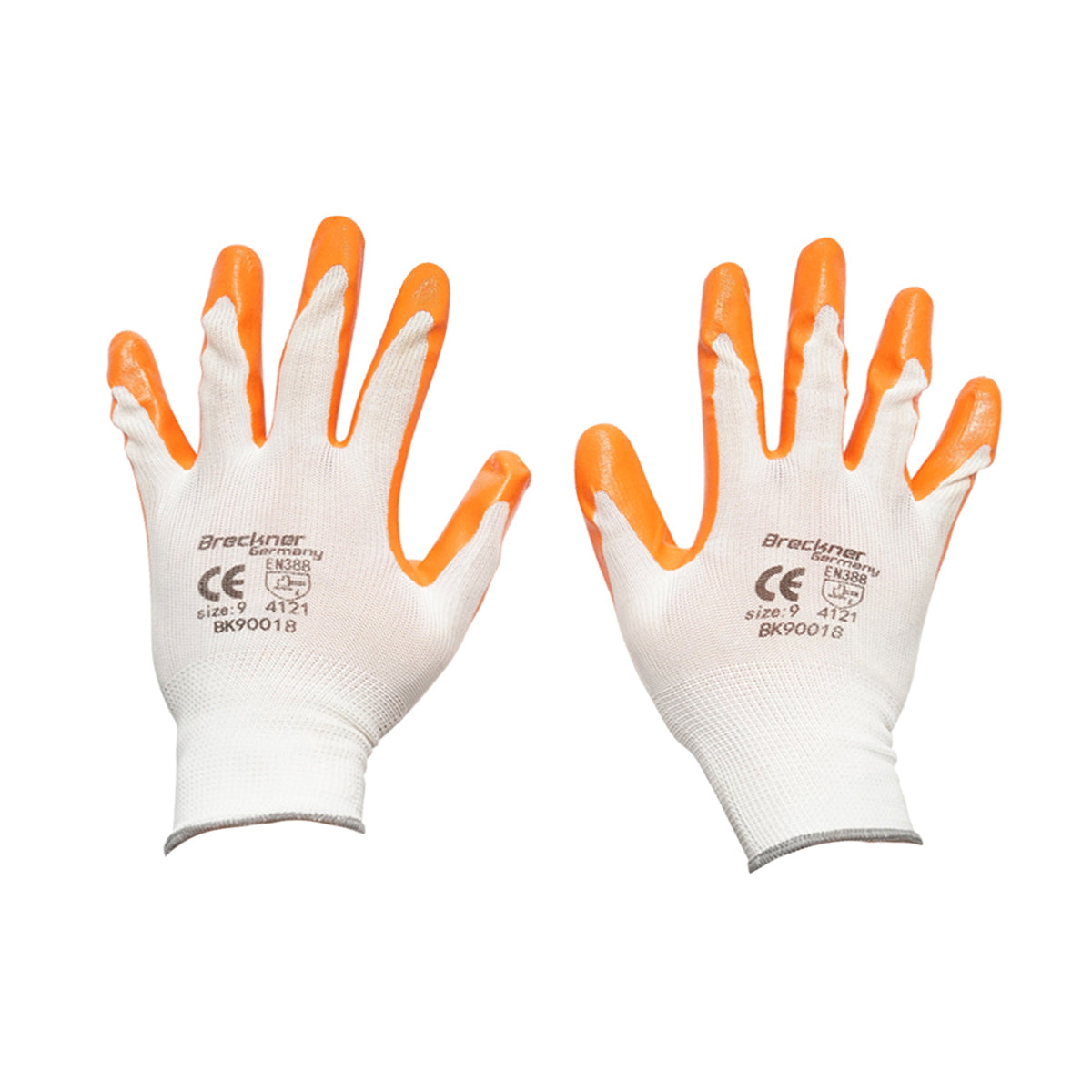 Synthetic rubber work gloves white-orange size 9 Breckner Germany