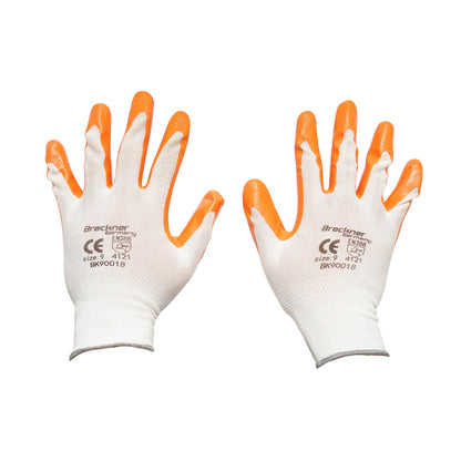 Synthetic rubber work gloves white-orange size 9 Breckner Germany