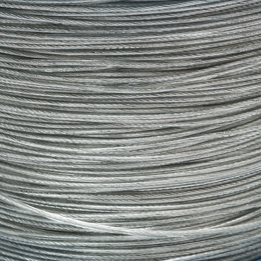 Galvanized steel cable with PVC coating, diameter 2mm, wire 1x7, maximum load 95Kg, weight 4.4Kg, 500m/roll