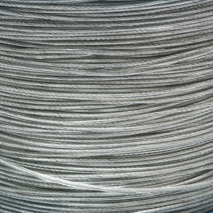 Galvanized steel cable with PVC coating, diameter 2mm, wire 1x7, maximum load 95Kg, weight 4.4Kg, 500m/roll