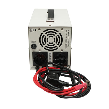 UPS with inverter for heating central 700W/1000VA, pure sine wave 12V/230V, 2 schuko sockets, LCD display, AVR Breckner Germany