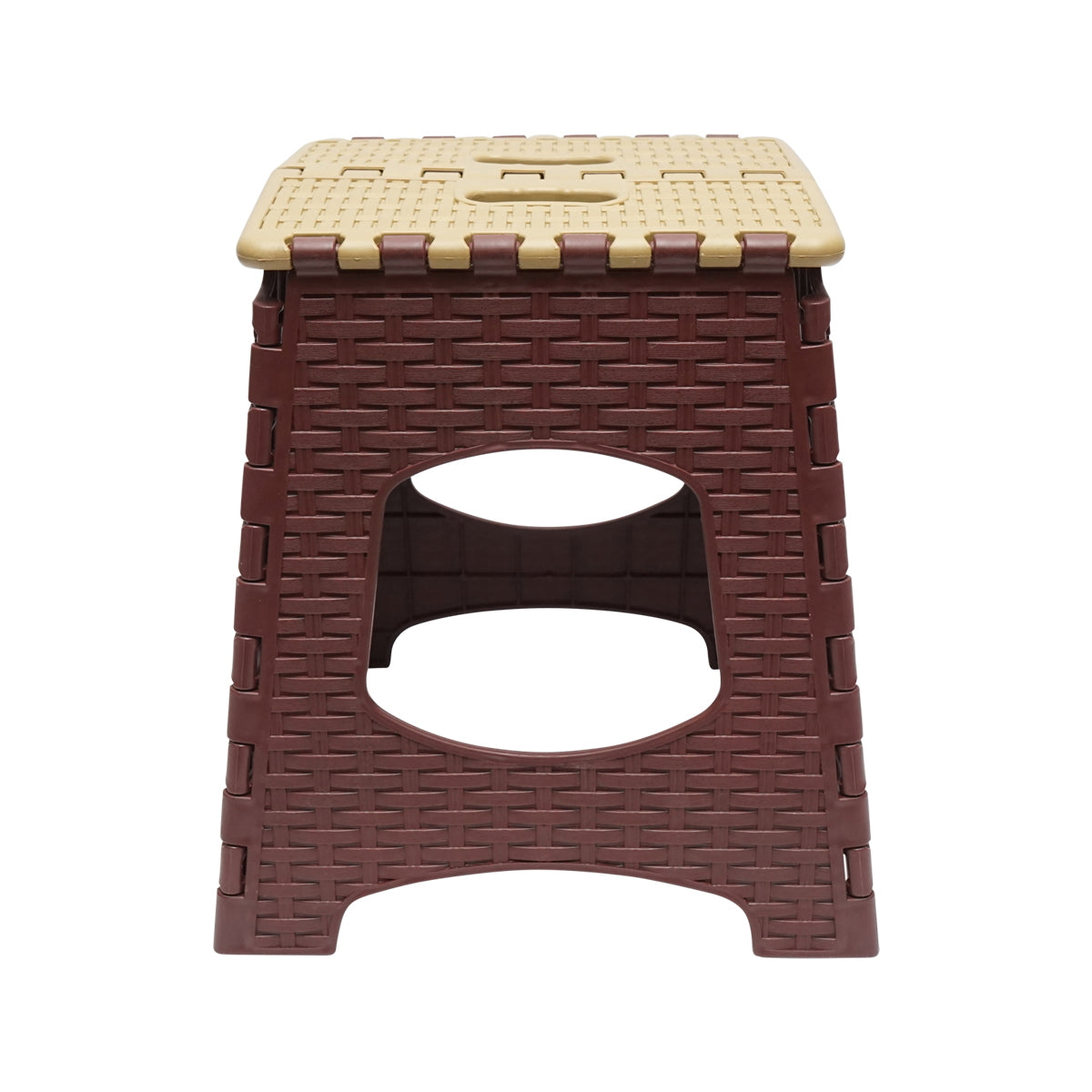 Cream-brown folding plastic chair 286 x 325 x H360mm.