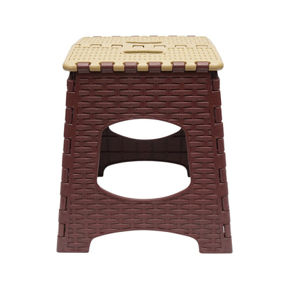 Cream-brown folding plastic chair 286 x 325 x H360mm.