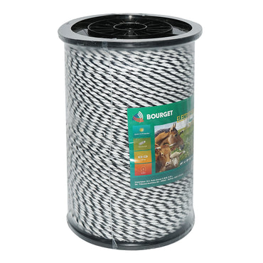 Coil of black-and-white wire 4mm 3x0.2mm SS, 500m electric fence, resistance 9 Ohm Bourget