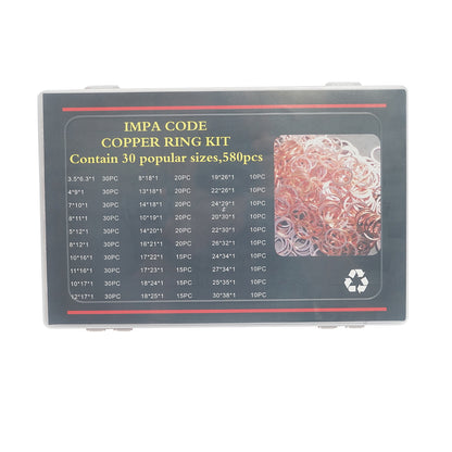 Copper washer set Ø 3.5-30mm 580 pieces