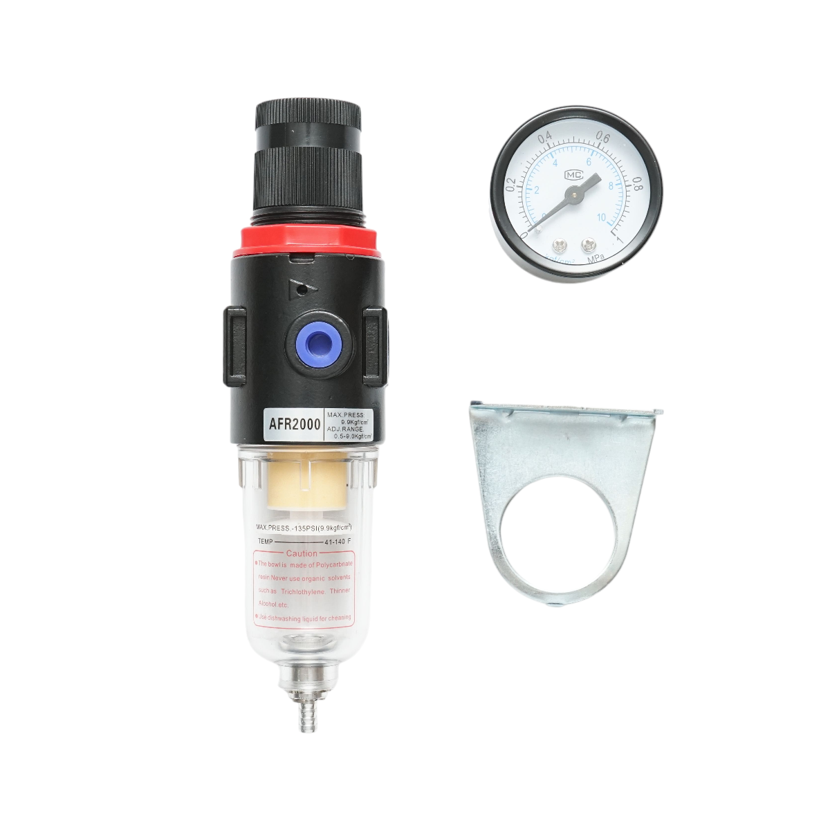 Air filter with pressure regulator max. 1 MPa, connection 1/4