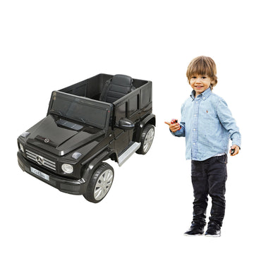 6V/7Ah battery-powered electric car with remote control for children Mercedes G500 JJ2077 black with leather seat