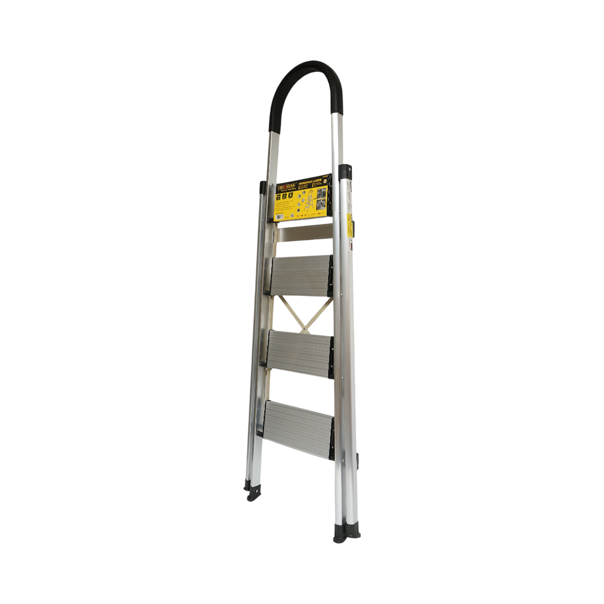 Foldable aluminum ladder, 4 anti-slip steps, height 143cm, maximum load 150Kg Crownman