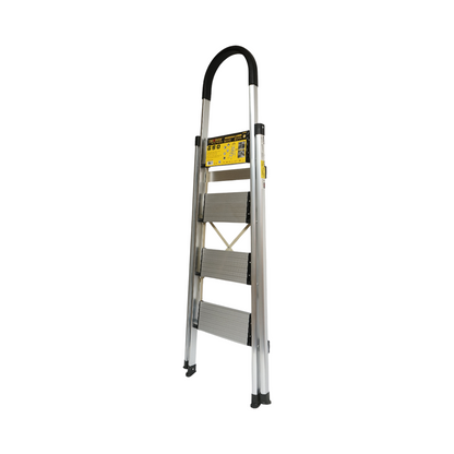 Foldable aluminum ladder, 4 anti-slip steps, height 143cm, maximum load 150Kg Crownman
