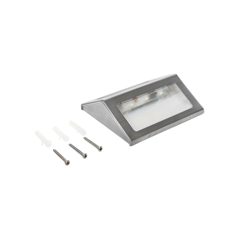 LED lamp 3x0.06W for stairs and fences with 4W solar panel, 3.2V battery and satin stainless steel housing Breckner Germany