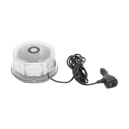 Round warning lamp, beacon with 32 SMD LED zones, yellow light, magnetic mounting, ON/OFF switch with light indicator, 12V/24V Breckner Germany