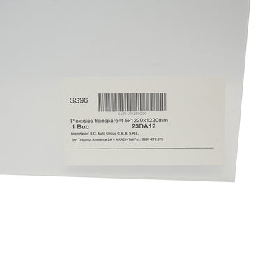 Transparent plexiglass sheet 5x1220x1220mm