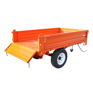 1-ton tipper trailer with electrical system, single axle, and 185R14 tires