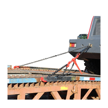 Anchor chain for heavy equipment with ratchet tensioning device, supported weight 6.3T, chain length 4m, link thickness 10mm.