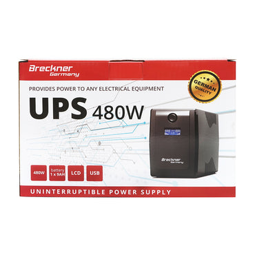 UPS 800VA/480W with 9Ah battery and 2 schuko sockets, LCD, USB, AVR Breckner Germany