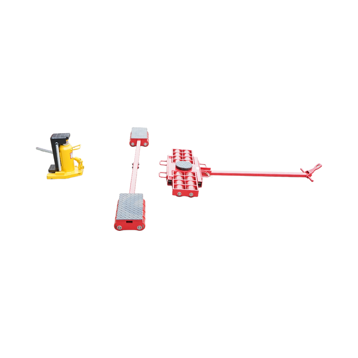 15-ton jack with maneuverable roller mechanism for heavy equipment