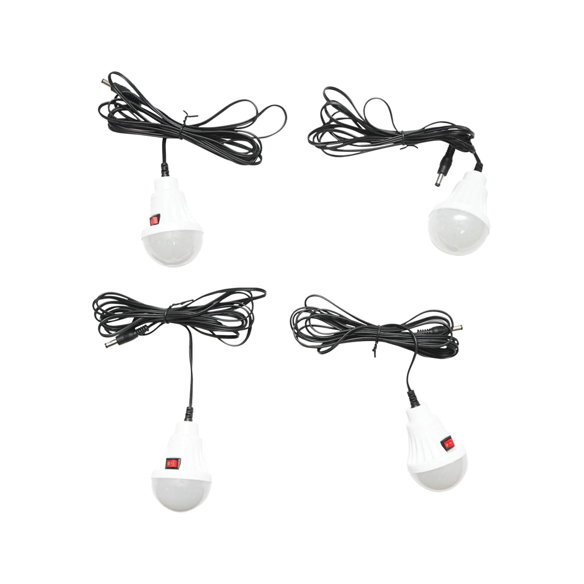 Portable LED lighting kit with 4 bulbs/projector, solar panel, FM radio, and 10000 mAh battery for fishing camping GD-8076