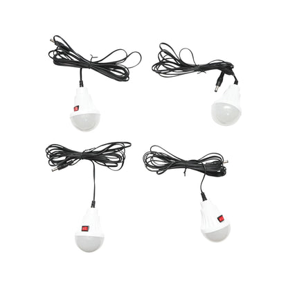 Portable LED lighting kit with 4 bulbs/projector, solar panel, FM radio, and 10000 mAh battery for fishing camping GD-8076