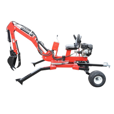 Mini excavator for ATV with 15HP engine, 420CC gasoline, towable, 360 degree rotation
