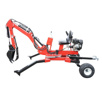 Mini excavator for ATV with 15HP engine, 420CC gasoline, towable, 360 degree rotation