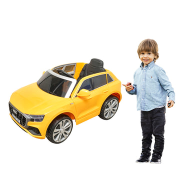 6V/7Ah battery-powered electric car with remote control for kids JJ2066 yellow Audi Q8 with leather seat