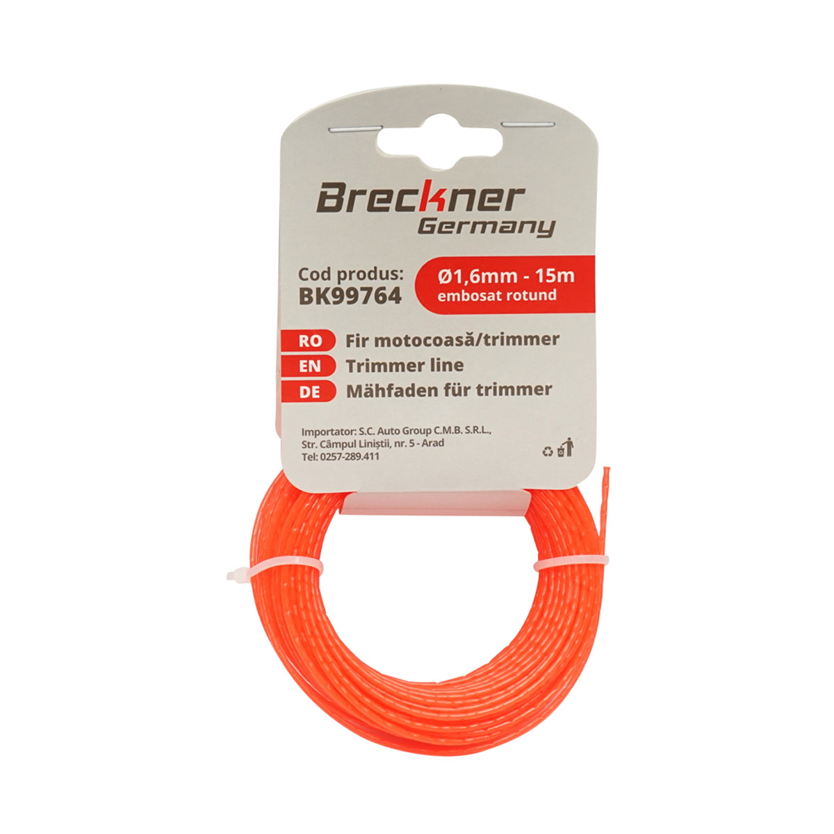 Embossed round line for grass trimmer 1.6mmx15m Breckner Germany