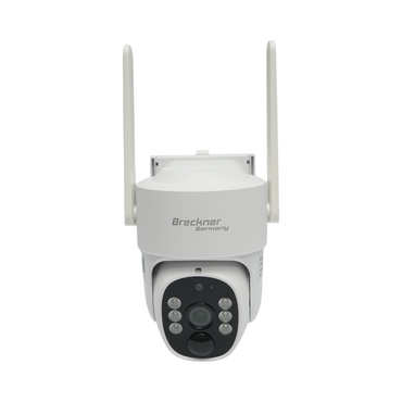 Surveillance camera with dual lens 3MP, 4G, 2.4 GHz WIFI with solar panel, 9000 mAh battery, PTZ control, human PIR detection, night vision, and Ubox app.