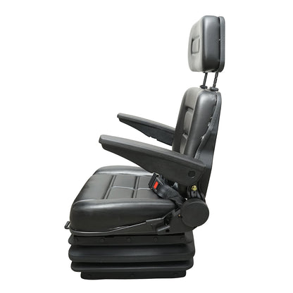 Universal height and weight adjustable chair 50-130kg, armrests and backrest recline 40-80° for tractors, agricultural machinery, industrial equipment, forklift