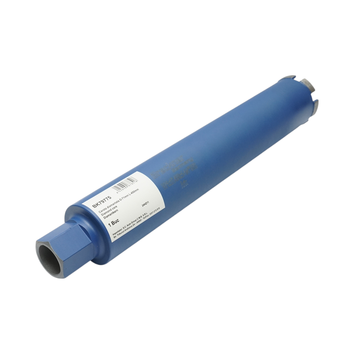 Diamond drill 71x450mm with 1-1/4 UNC internal thread, wet drilling for concrete, brick Breckner Germany